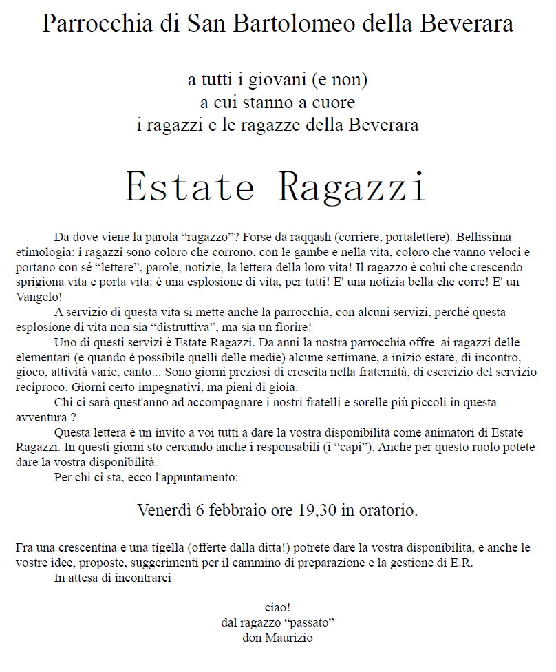 Lettera invito educatori Estate Ragazzi 6feb2015